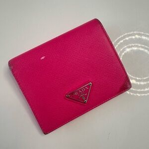 Prada hot pink wallet saffiano leather